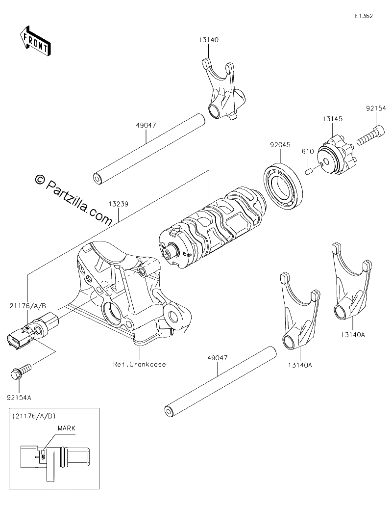 Diagrama de GEAR CHANGE DRUM SHIFT FORK S