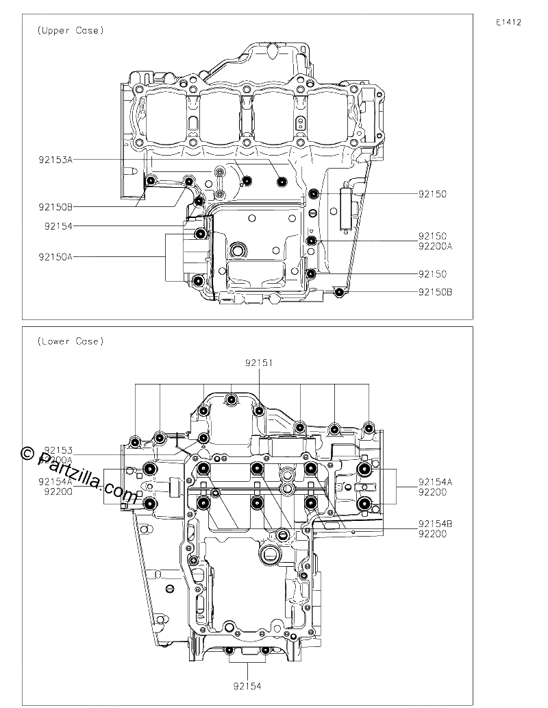 Diagrama de CRANKCASE BOLT PATTERN