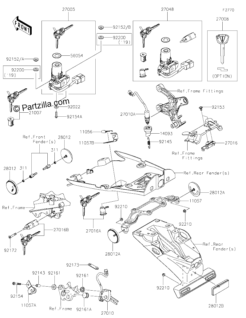 Diagrama de IGNITION SWITCH LOCKS REFLECTORS
