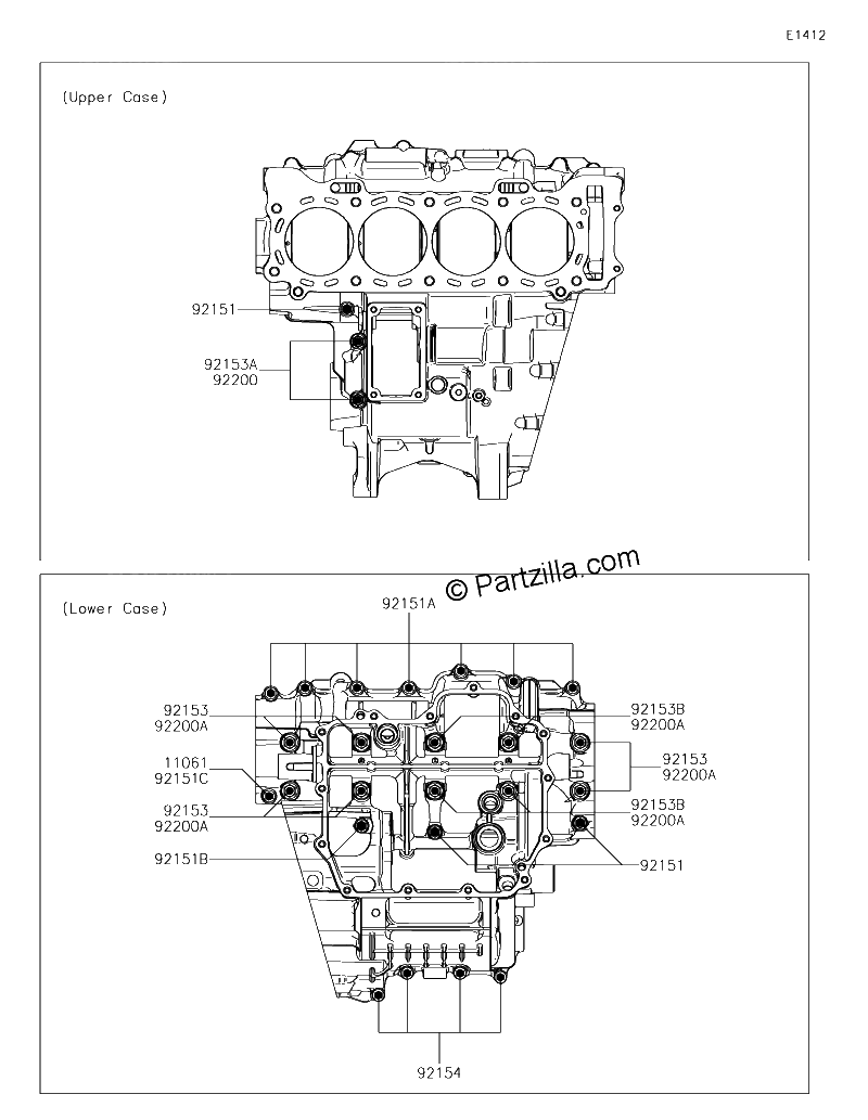 Diagrama de CRANKCASE BOLT PATTERN