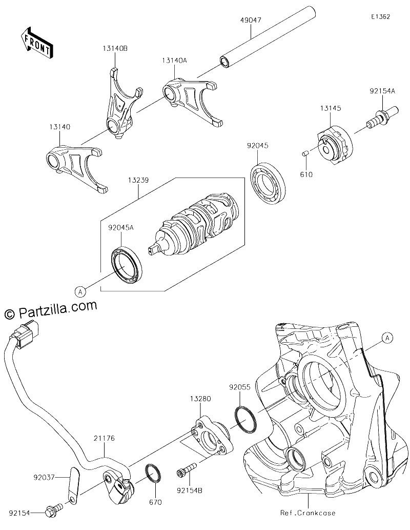 Diagrama de GEAR CHANGE DRUM SHIFT FORK S