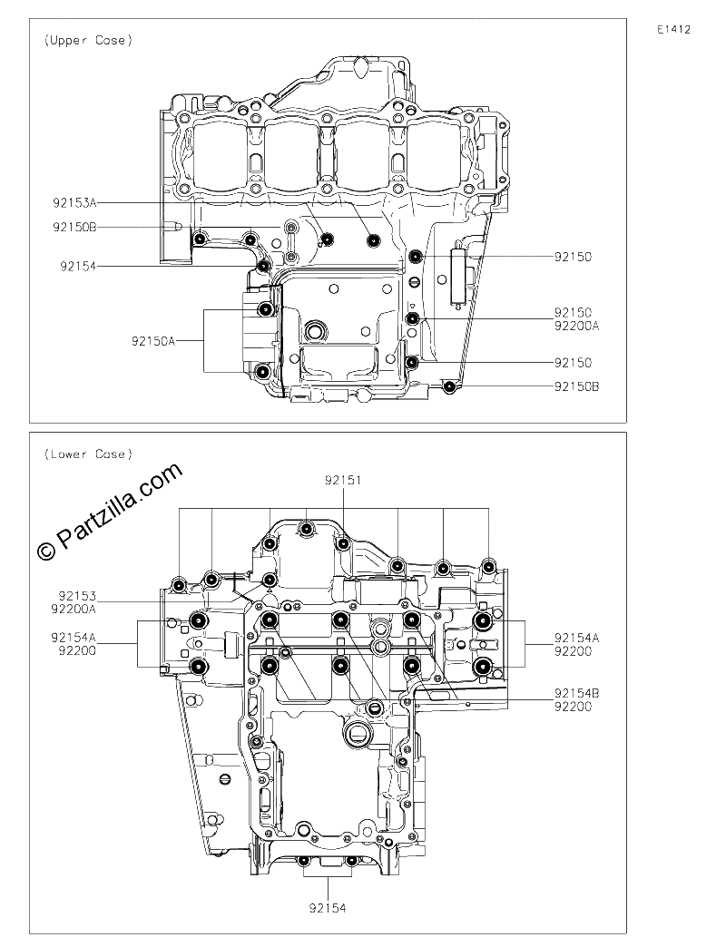 Diagrama de CRANKCASE BOLT PATTERN