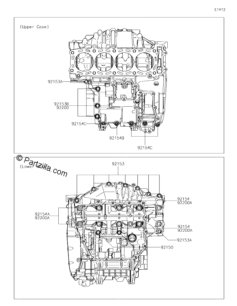 Diagrama de CRANKCASE BOLT PATTERN