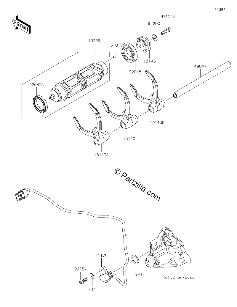 Diagrama de GEAR CHANGE DRUM SHIFT FORK S