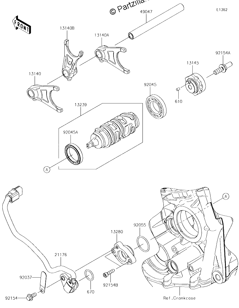 Diagrama de GEAR CHANGE DRUM SHIFT FORK S