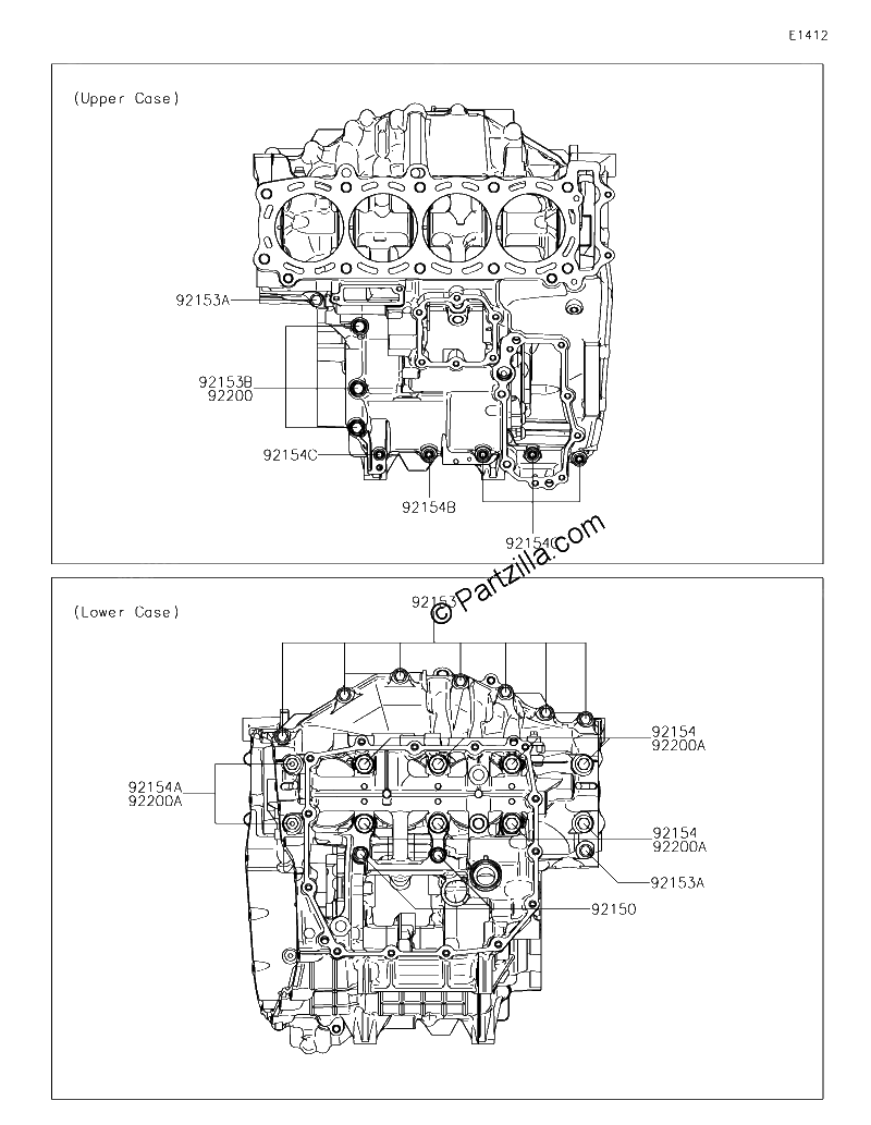 Diagrama de CRANKCASE BOLT PATTERN