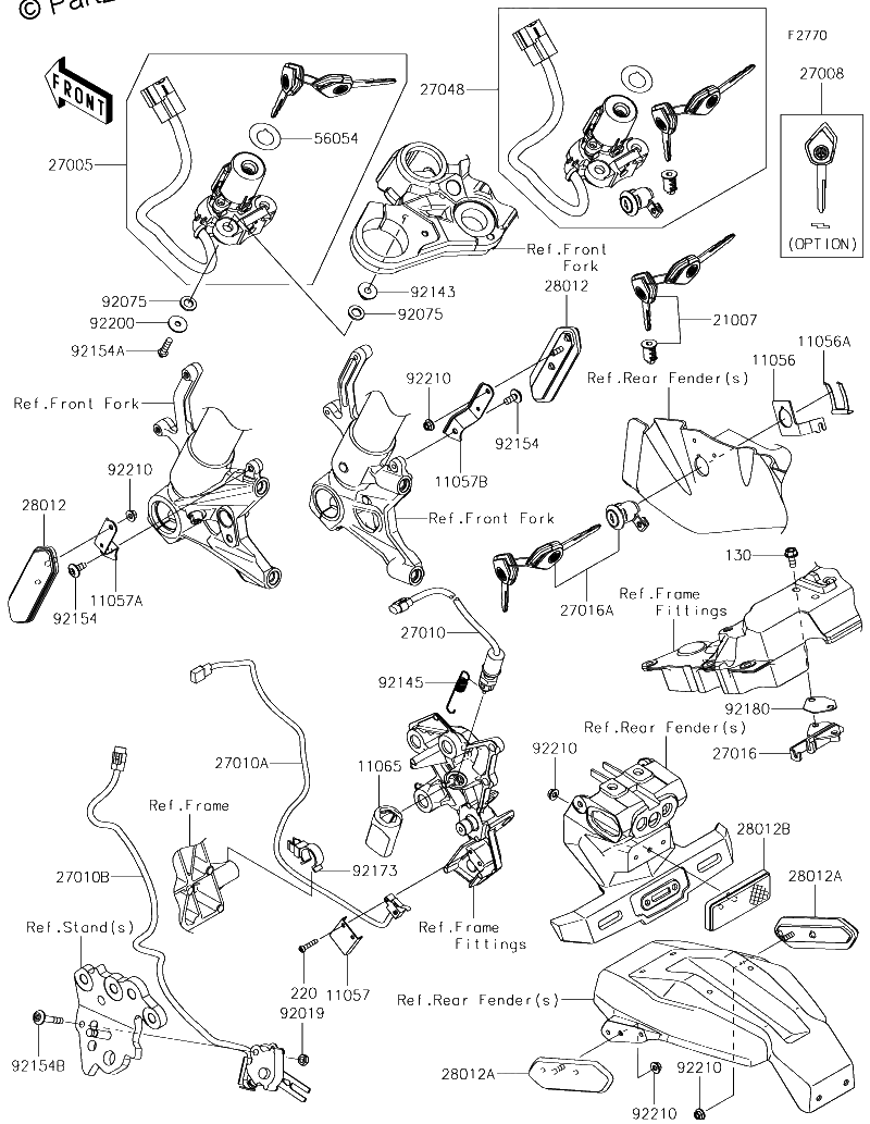Diagrama de IGNITION SWITCH LOCKS REFLECTORS
