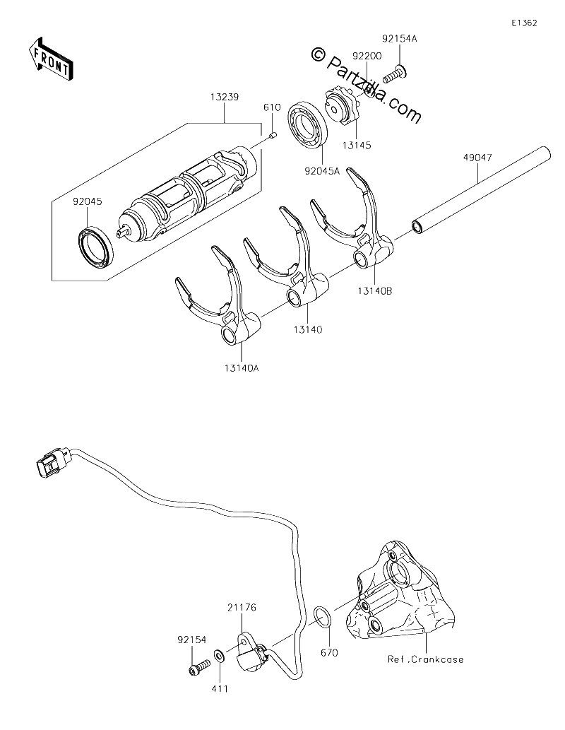 Diagrama de GEAR CHANGE DRUM SHIFT FORK S