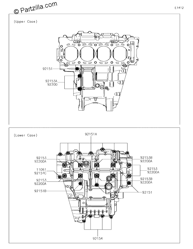 Diagrama de CRANKCASE BOLT PATTERN