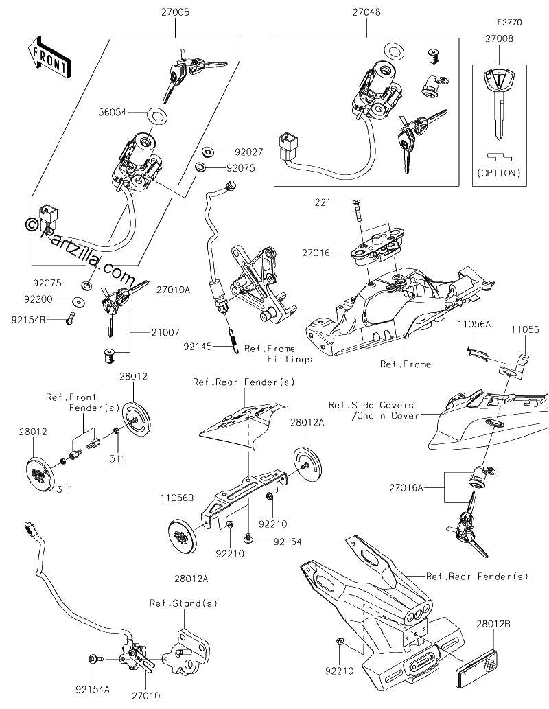 Diagrama de IGNITION SWITCH LOCKS REFLECTORS