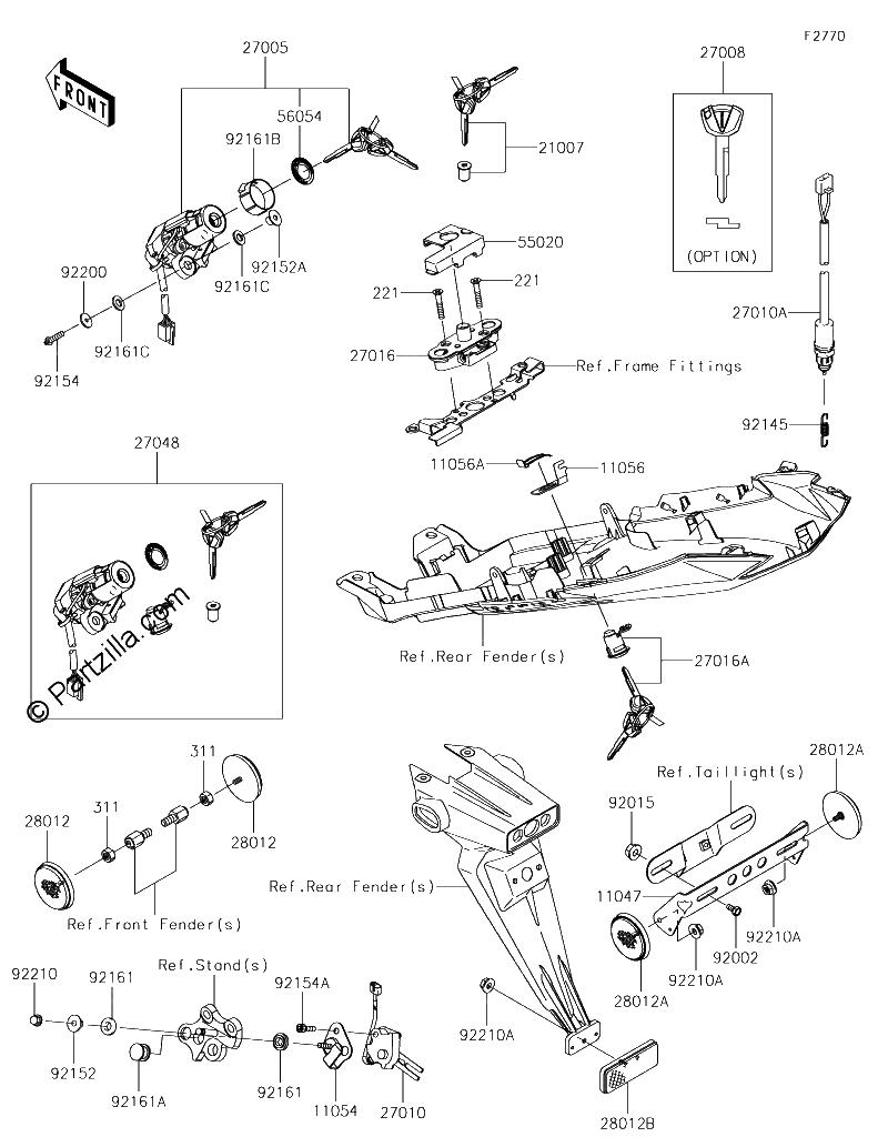 Diagrama de IGNITION SWITCH LOCKS REFLECTORS
