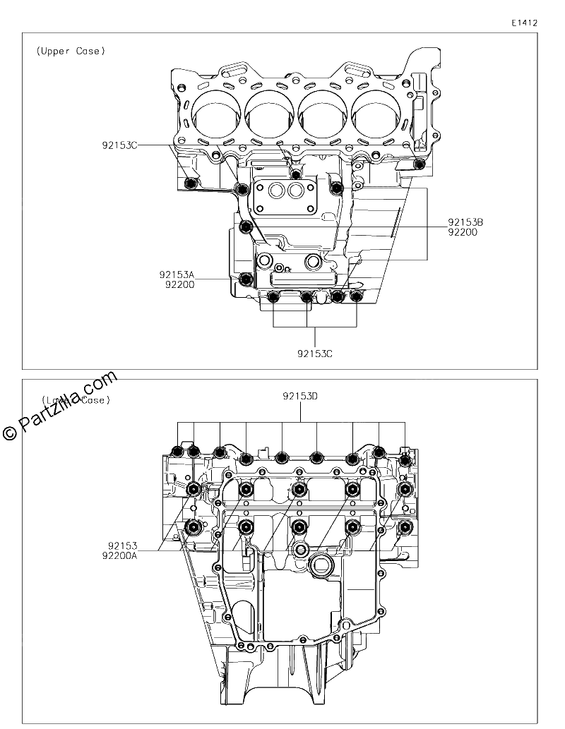 Diagrama de CRANKCASE BOLT PATTERN