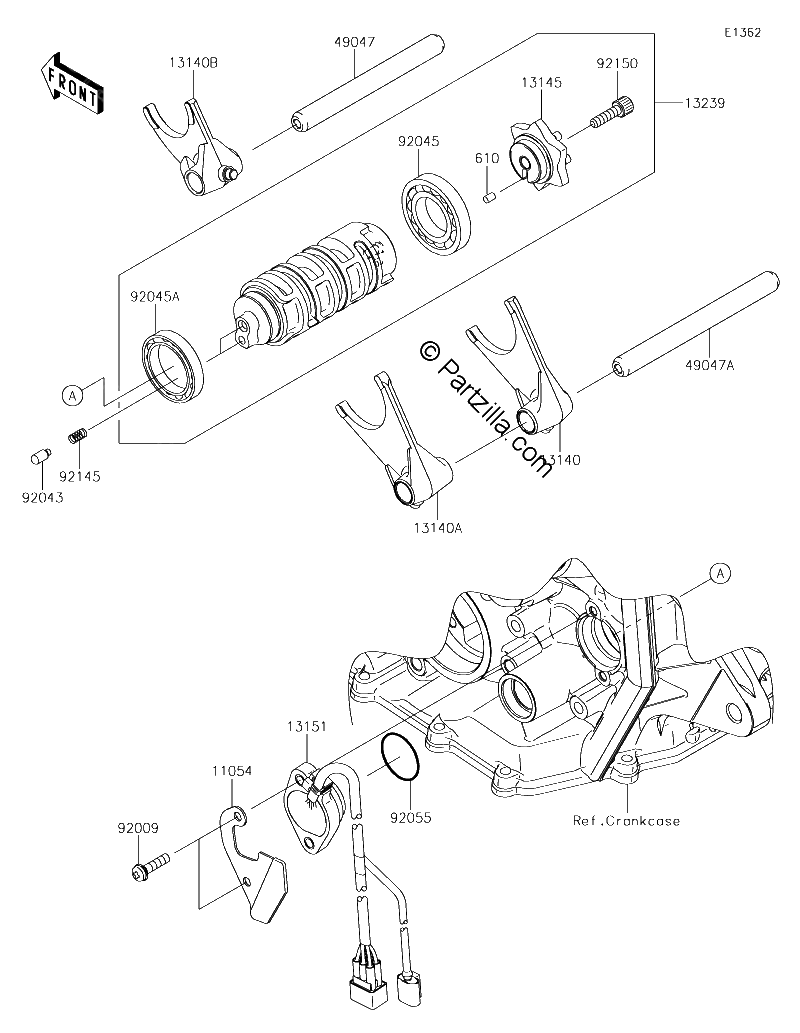 Diagrama de GEAR CHANGE DRUM SHIFT FORK S