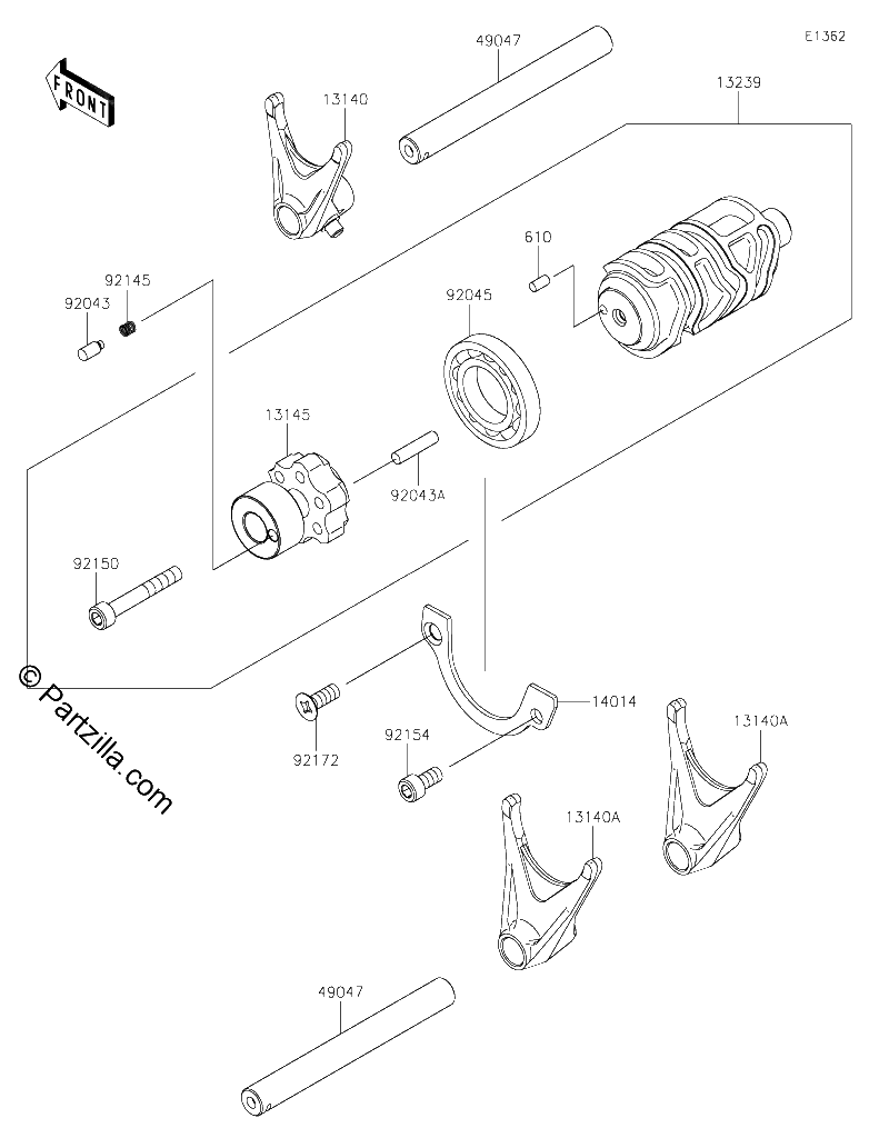 Diagrama de GEAR CHANGE DRUM SHIFT FORK S