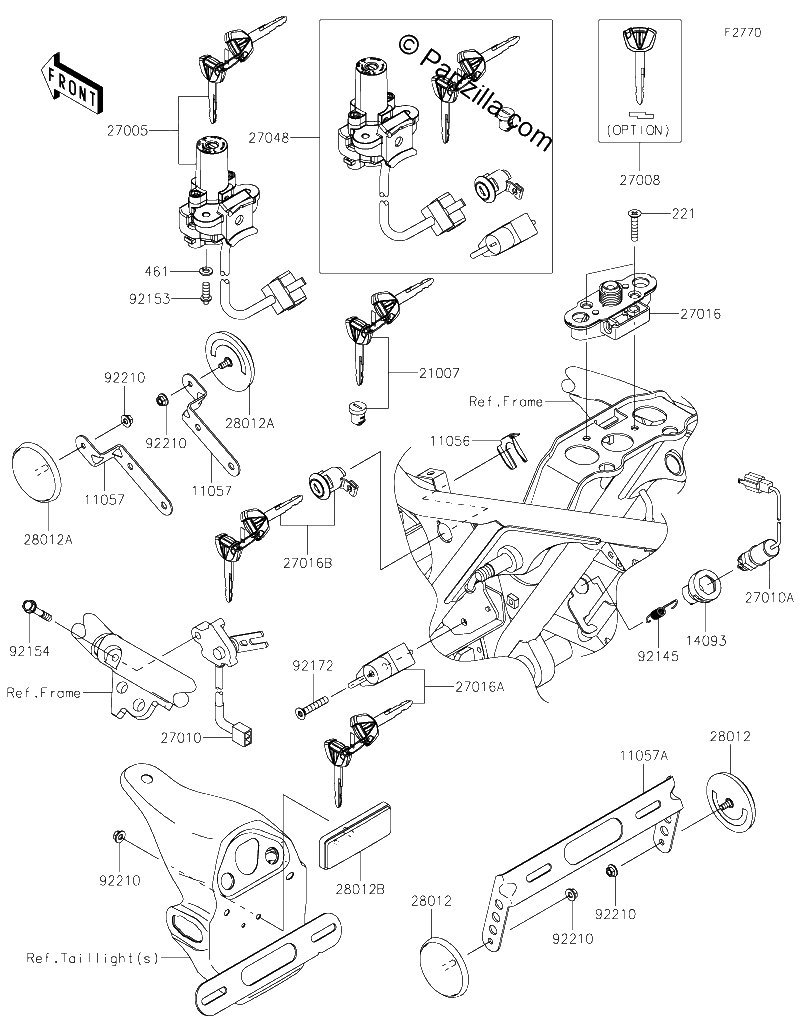 Diagrama de IGNITION SWITCH LOCKS REFLECTORS