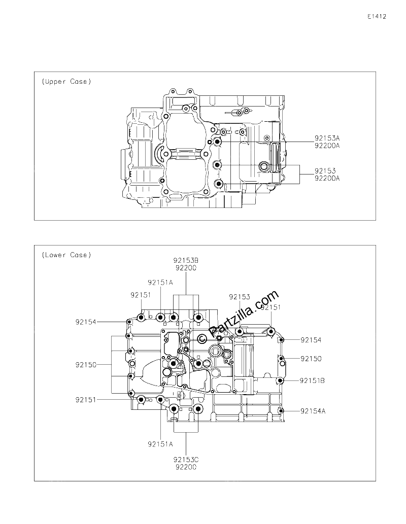Diagrama de CRANKCASE BOLT PATTERN