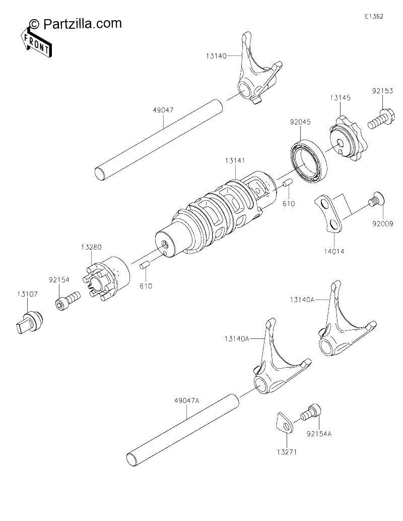 Diagrama de GEAR CHANGE DRUM SHIFT FORK S