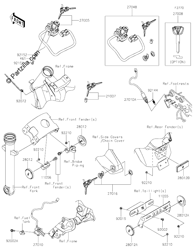 Diagrama de IGNITION SWITCH LOCKS REFLECTORS