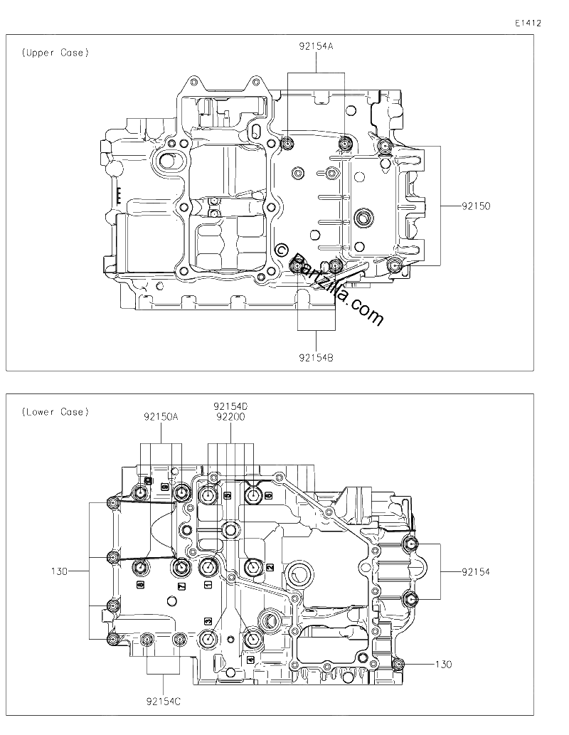 Diagrama de CRANKCASE BOLT PATTERN
