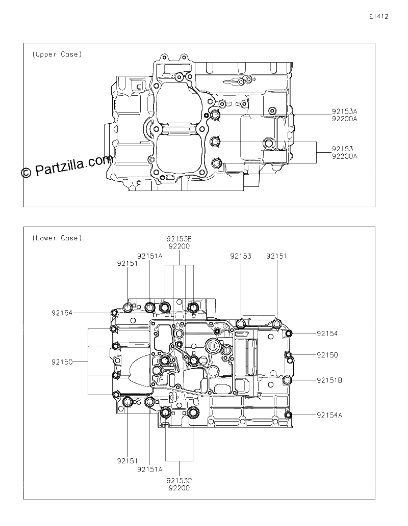 Diagrama de CRANKCASE BOLT PATTERN