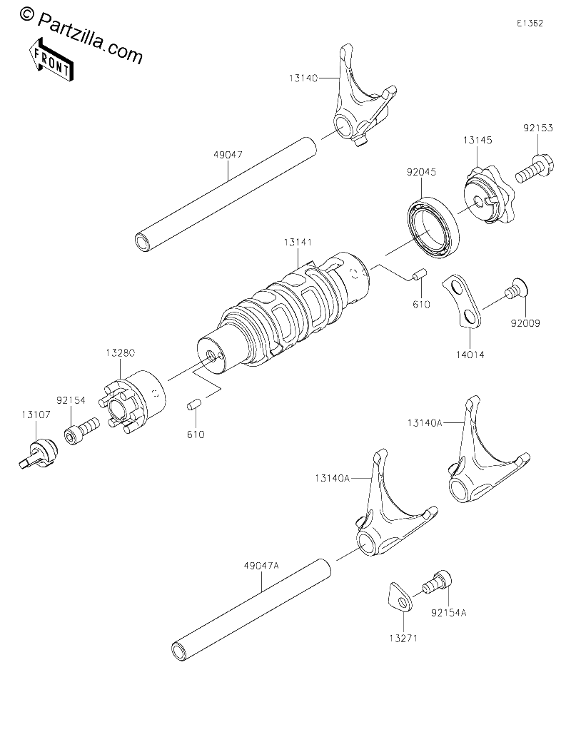 Diagrama de GEAR CHANGE DRUM SHIFT FORK S