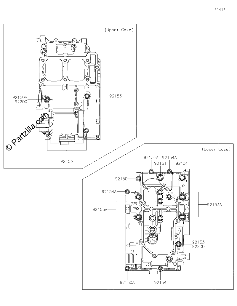Diagrama de CRANKCASE BOLT PATTERN