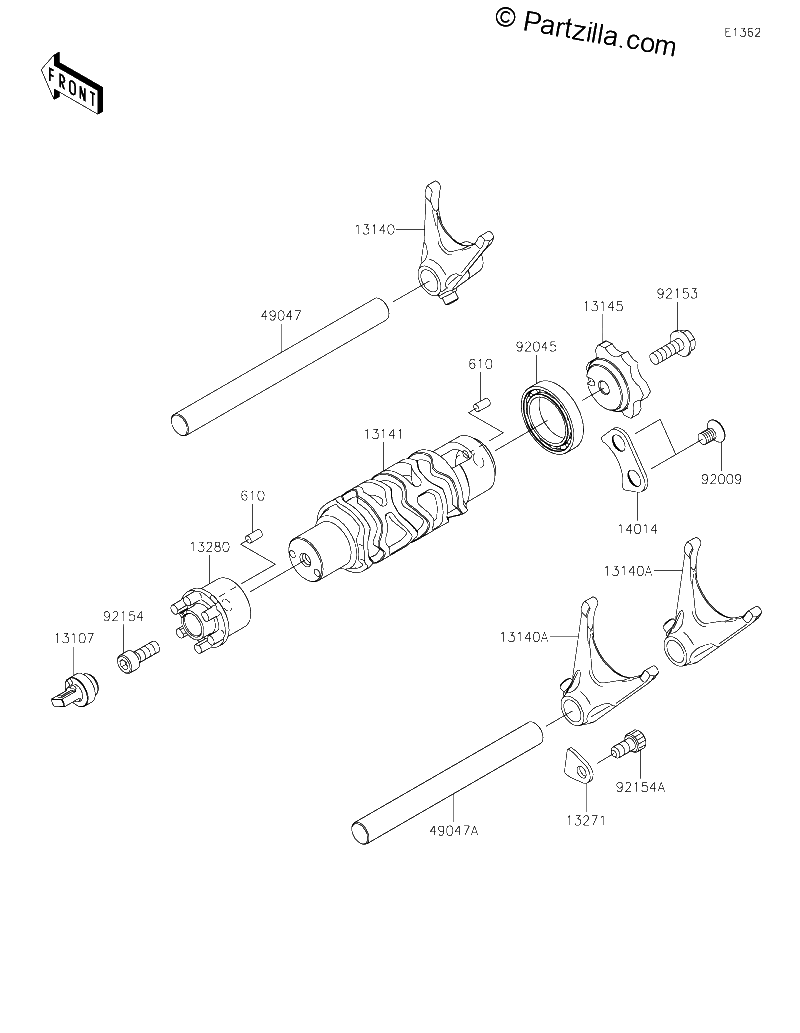 Diagrama de GEAR CHANGE DRUM SHIFT FORK S