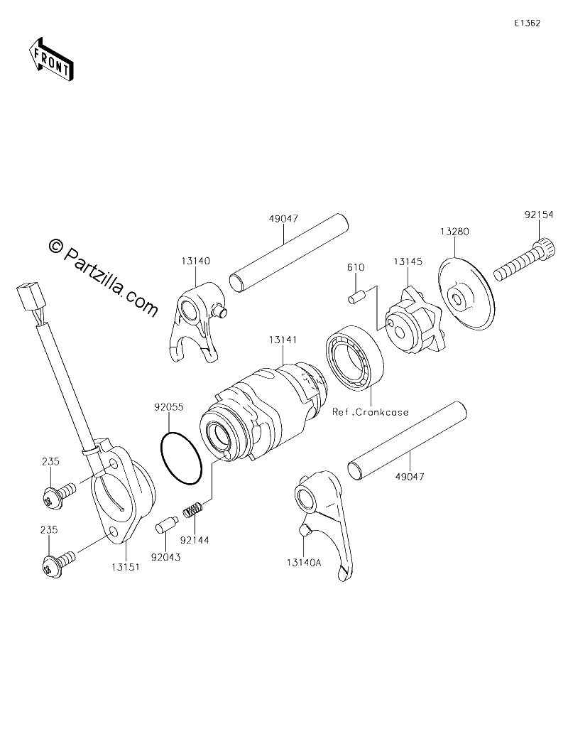 Diagrama de GEAR CHANGE DRUM SHIFT FORK S