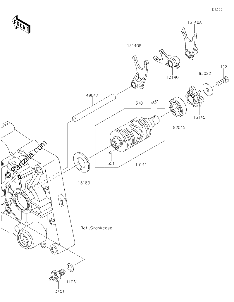 Diagrama de GEAR CHANGE DRUM SHIFT FORK S