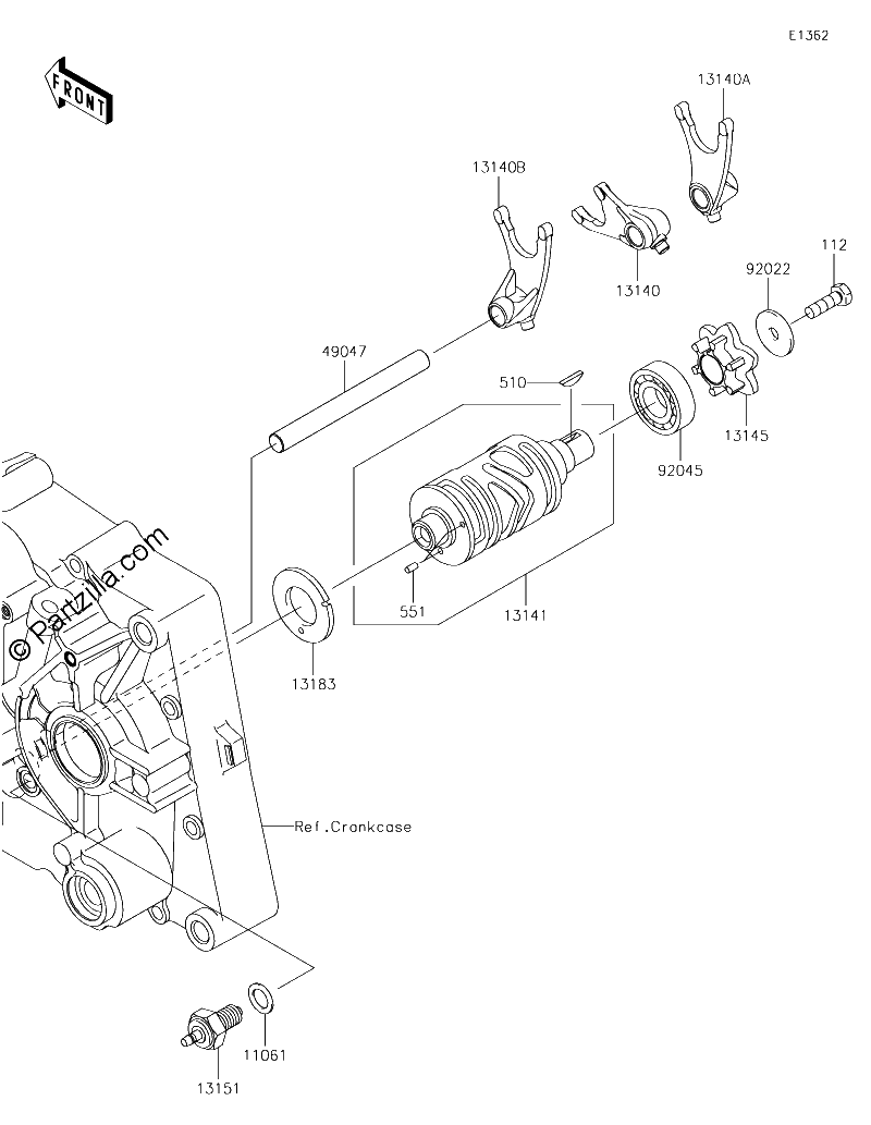 Diagrama de GEAR CHANGE DRUM SHIFT FORK S