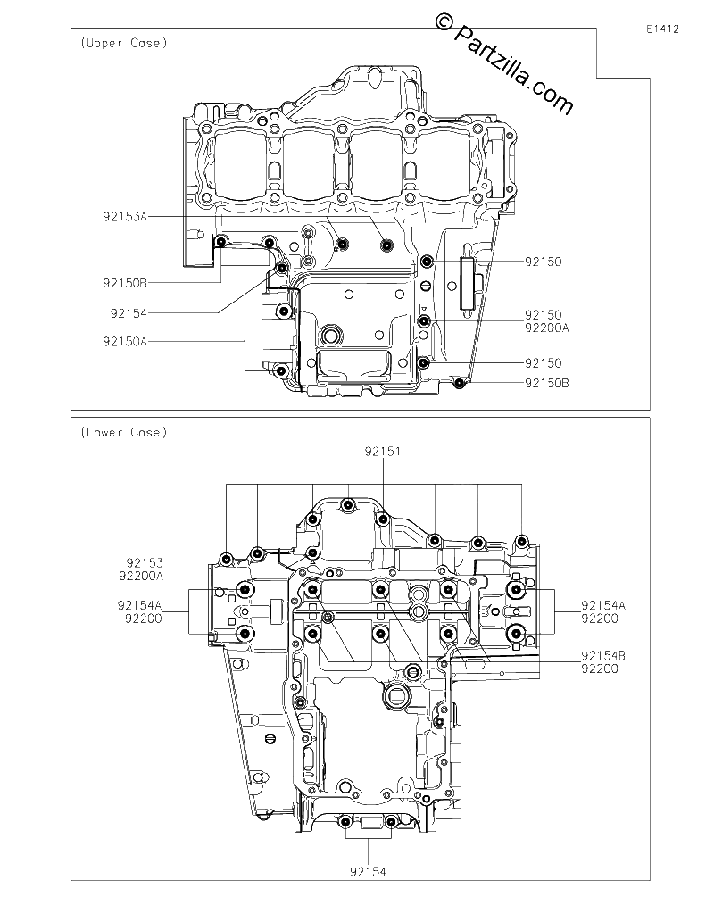 Diagrama de CRANKCASE BOLT PATTERN