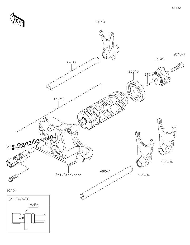 Diagrama de GEAR CHANGE DRUM SHIFT FORK S