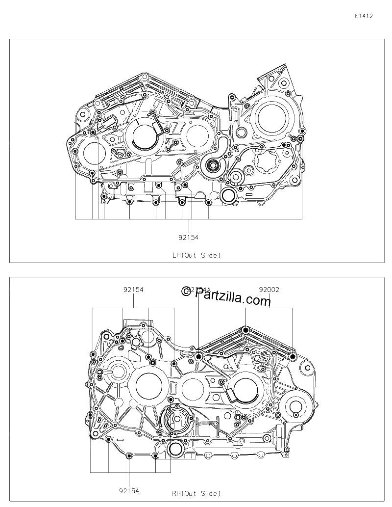 Diagrama de CRANKCASE BOLT PATTERN