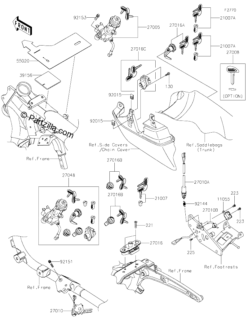Diagrama de IGNITION SWITCH LOCKS REFLECTORS