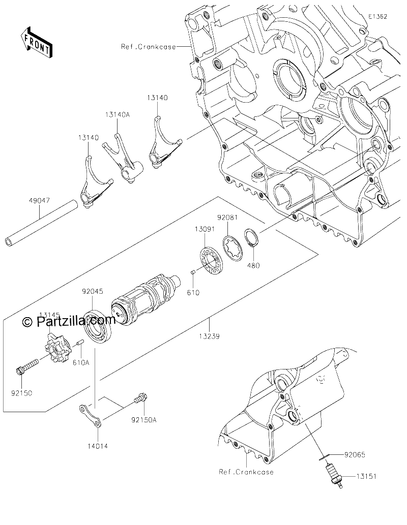 Diagrama de GEAR CHANGE DRUM SHIFT FORK S