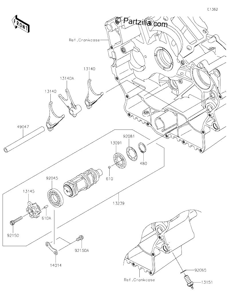 Diagrama de GEAR CHANGE DRUM SHIFT FORK S
