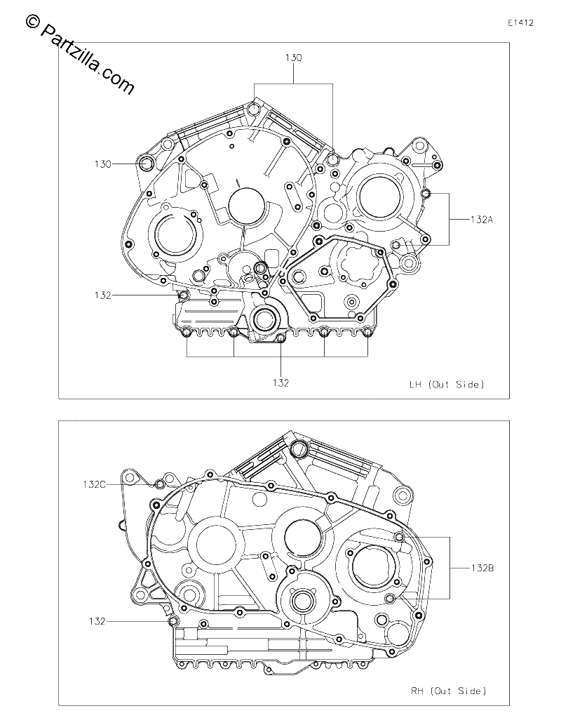 Diagrama de CRANKCASE BOLT PATTERN