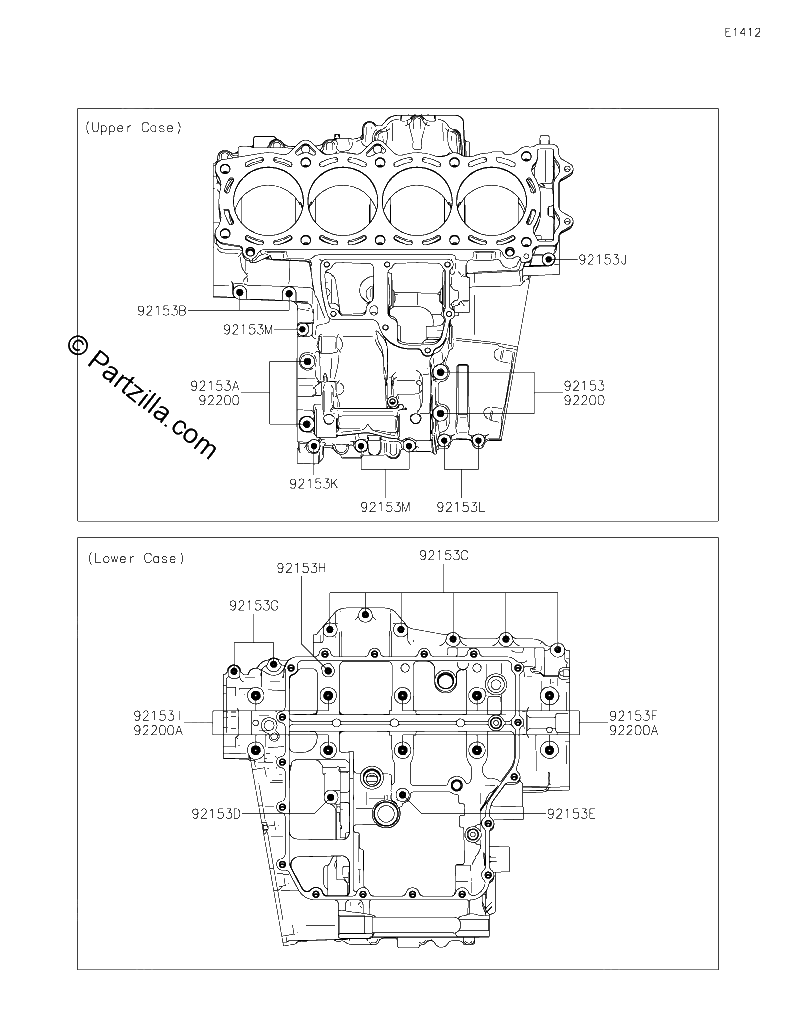 Diagrama de CRANKCASE BOLT PATTERN