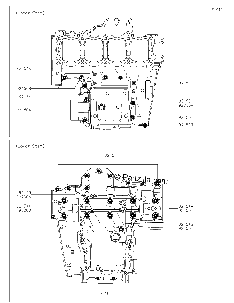 Diagrama de CRANKCASE BOLT PATTERN