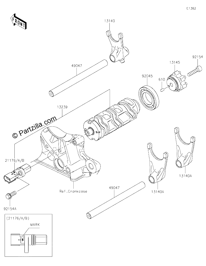 Diagrama de GEAR CHANGE DRUM SHIFT FORK S