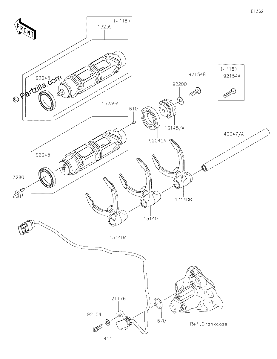 Diagrama de GEAR CHANGE DRUM SHIFT FORK S