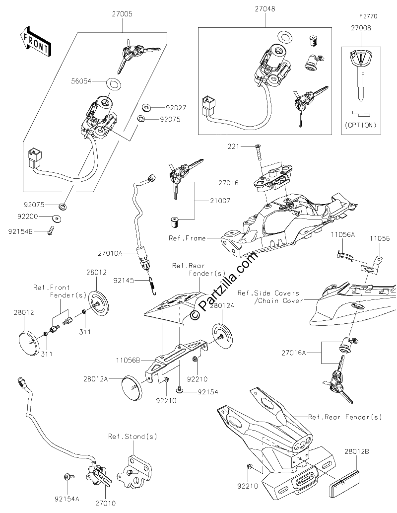 Diagrama de IGNITION SWITCH LOCKS REFLECTORS