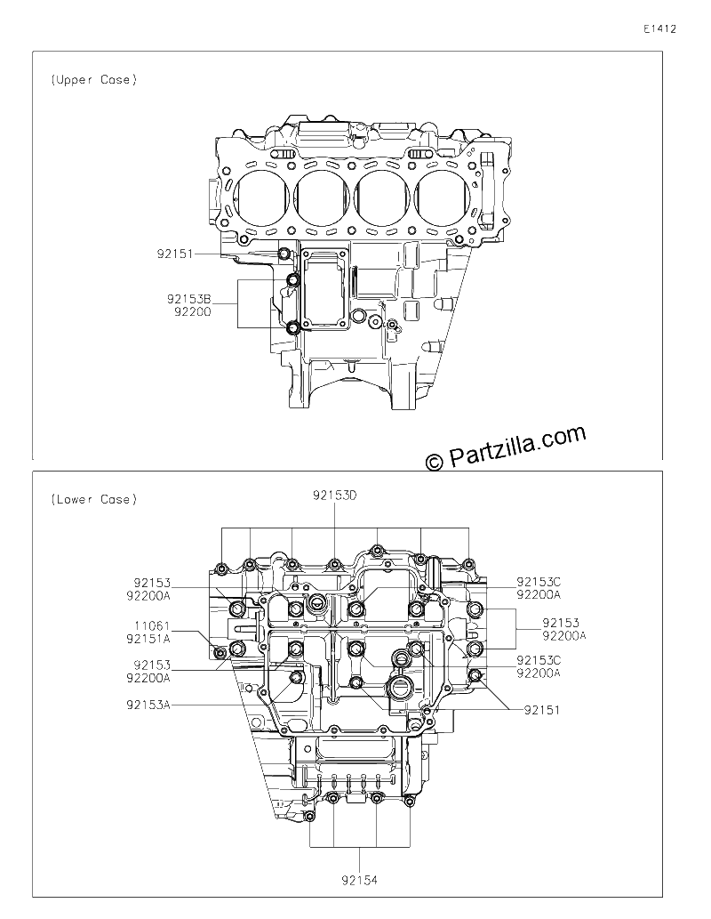 Diagrama de CRANKCASE BOLT PATTERN