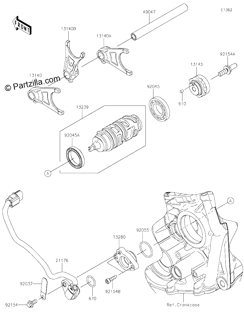 Diagrama de GEAR CHANGE DRUM SHIFT FORK S