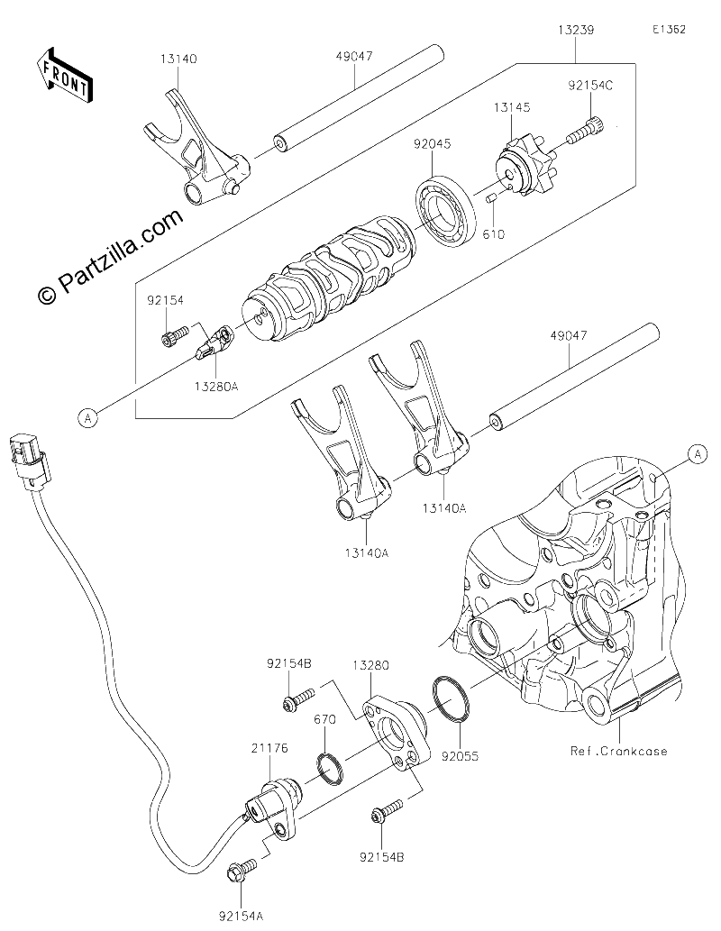 Diagrama de GEAR CHANGE DRUM SHIFT FORK S
