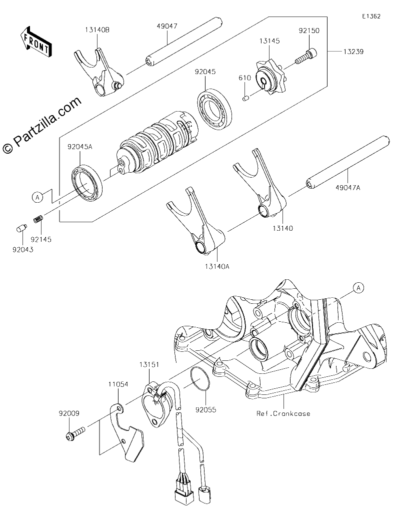 Diagrama de GEAR CHANGE DRUM SHIFT FORK S
