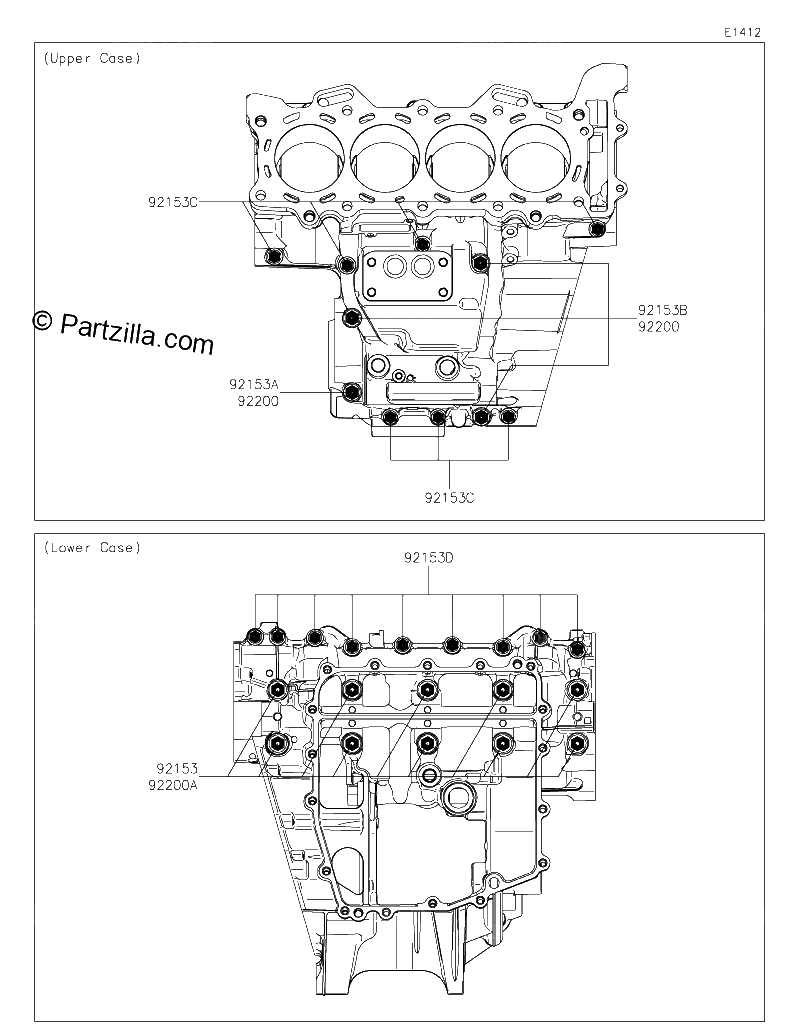 Diagrama de CRANKCASE BOLT PATTERN