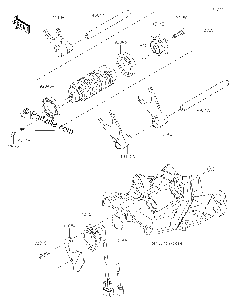 Diagrama de GEAR CHANGE DRUM SHIFT FORK S