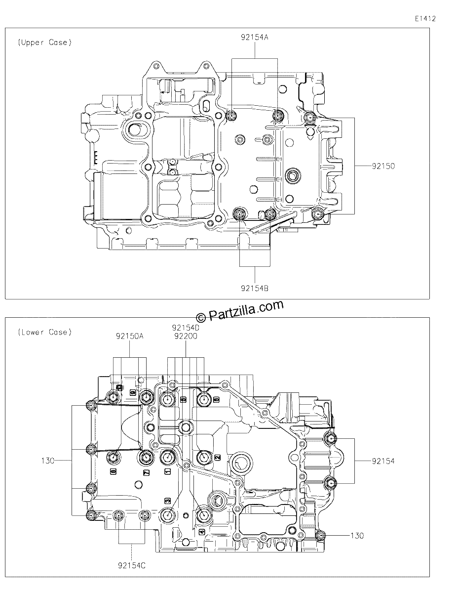 Diagrama de CRANKCASE BOLT PATTERN