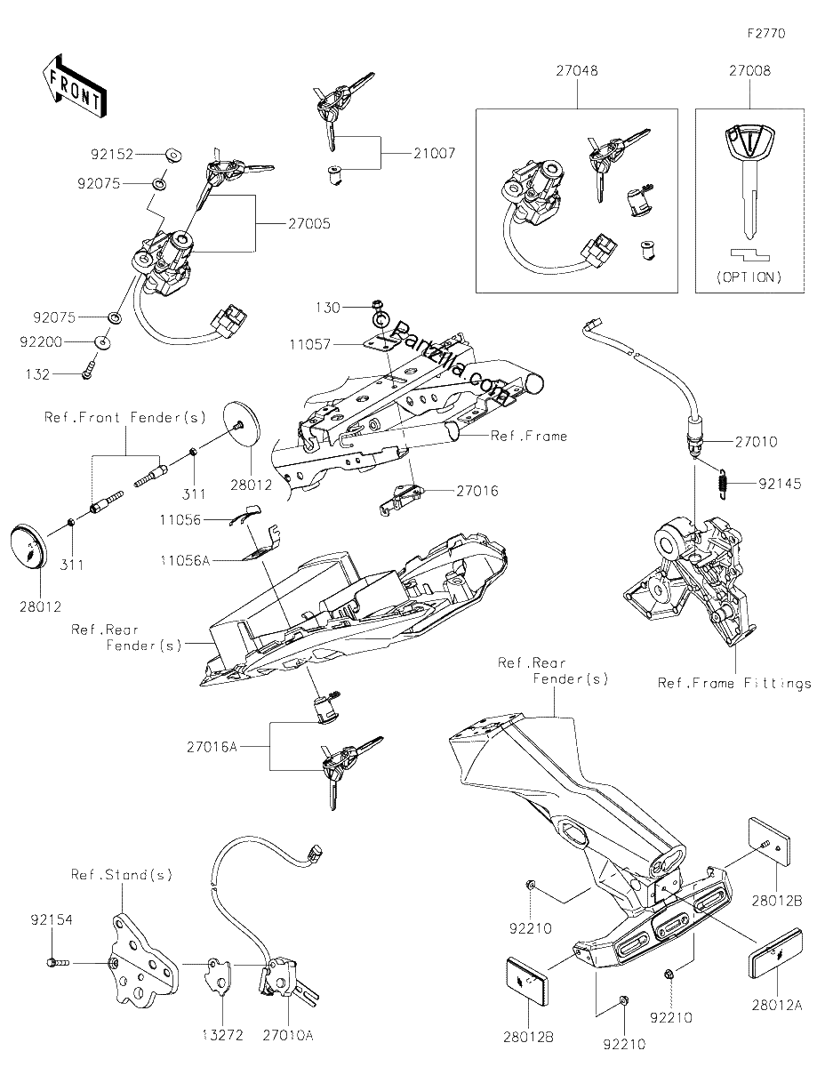 Diagrama de IGNITION SWITCH LOCKS REFLECTORS